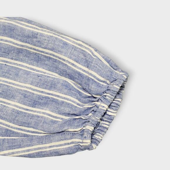 Talbots Petite Lantern Sleeve Linen Popover Top Blue Petal Stripe Sz XLP Coastal - Picture 8 of 12